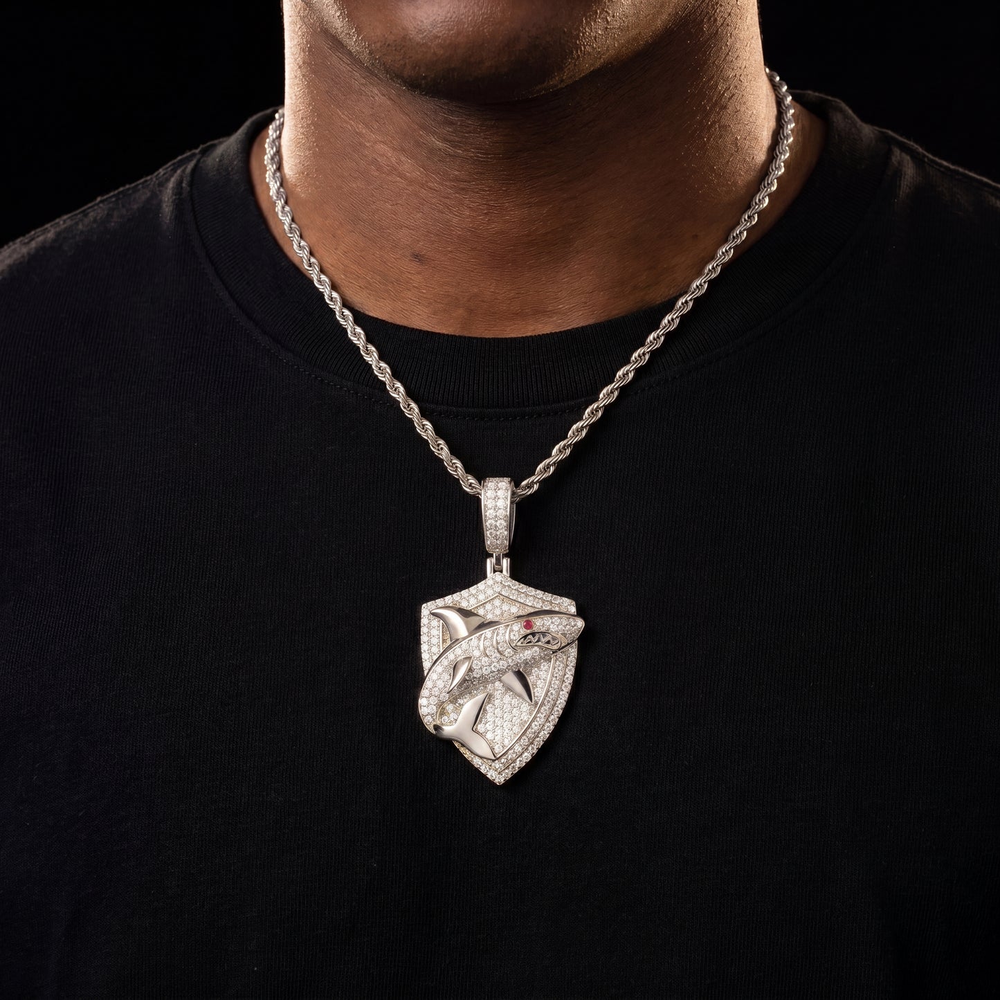 S925 Moissanite Shark Shield Pendant - Different Drips