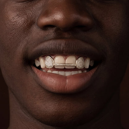 Iced 6 Teeth Connecting Bridge Grillz - Different Drips