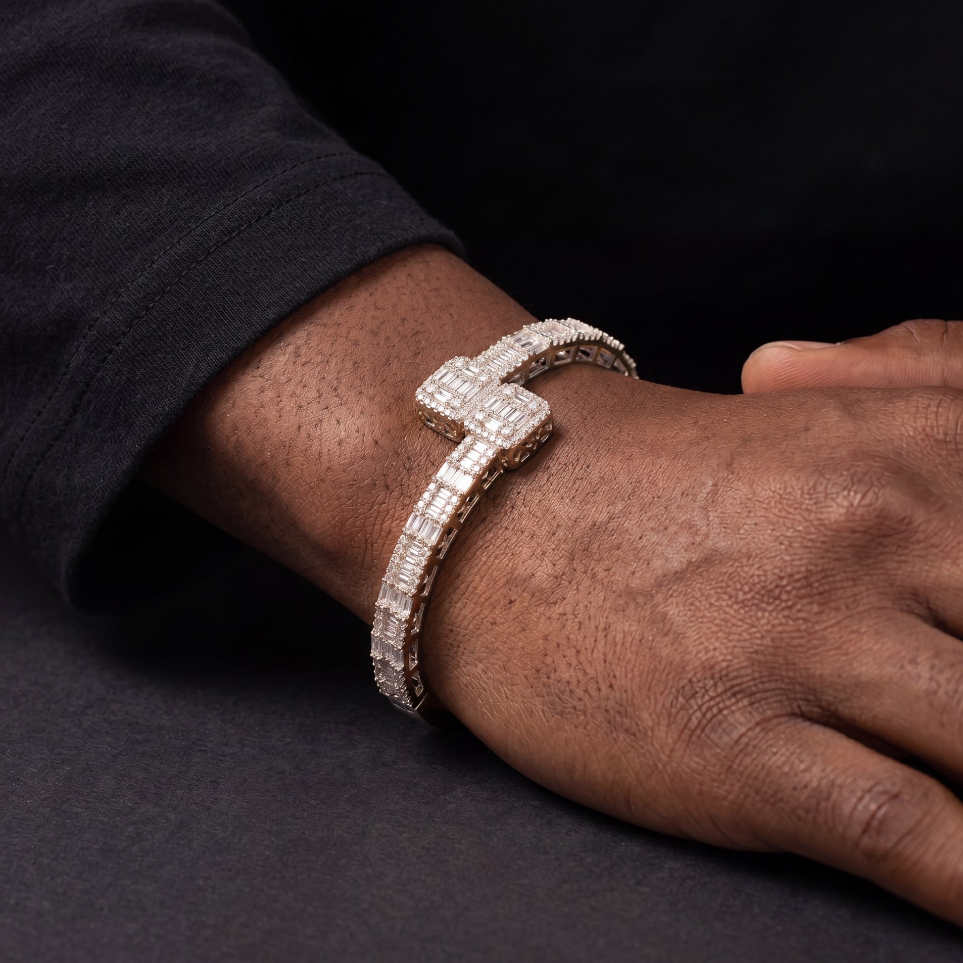 Iced Out Open Cuff Bangle Bracelet - Different Drips