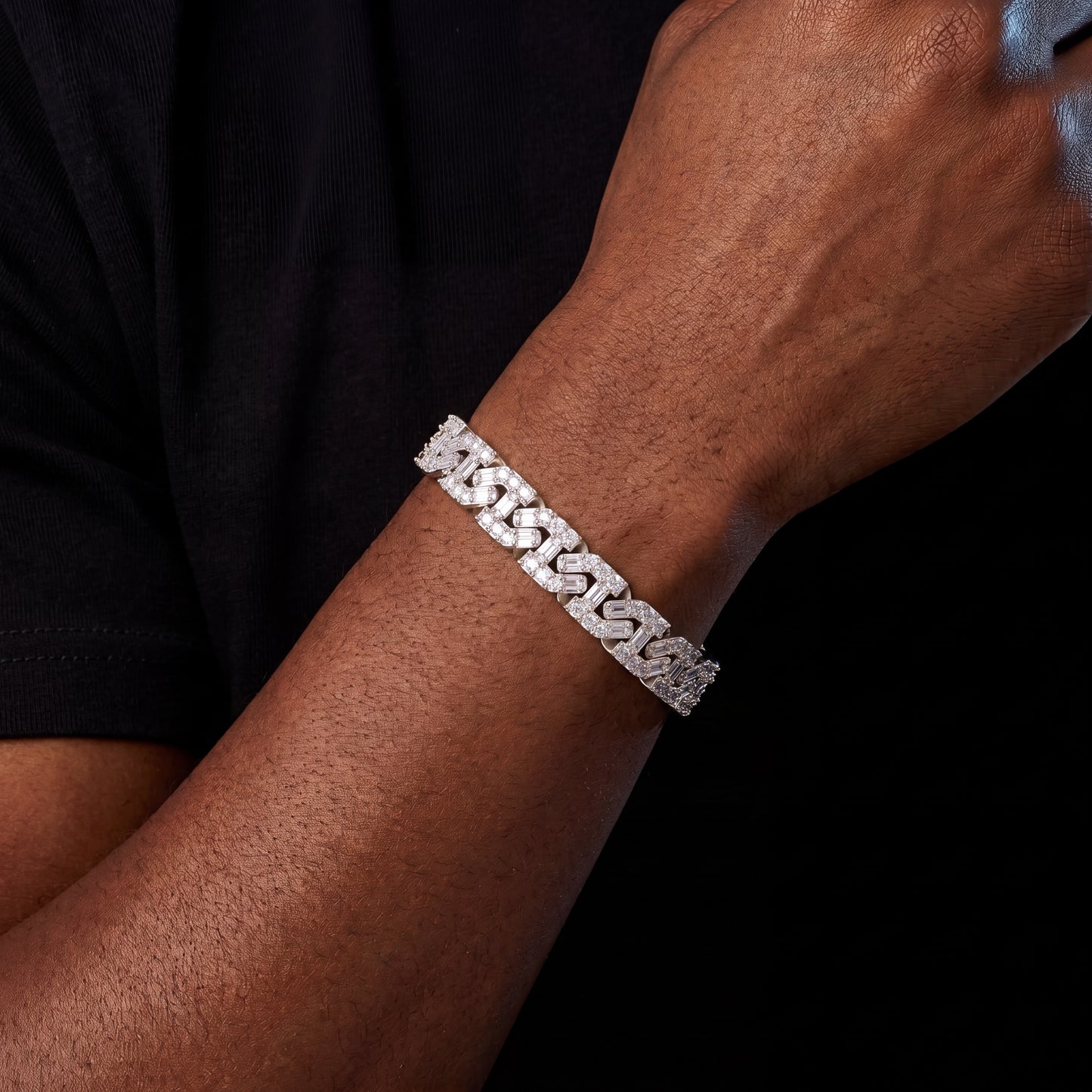 9mm Square Cut Baguette Mariner Link Bracelet - Different Drips