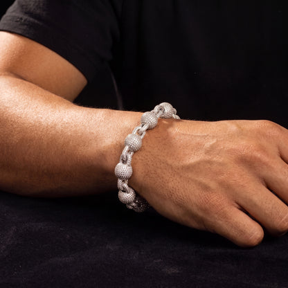 10mm Iced Ball Rolo Link Bracelet - Different Drips