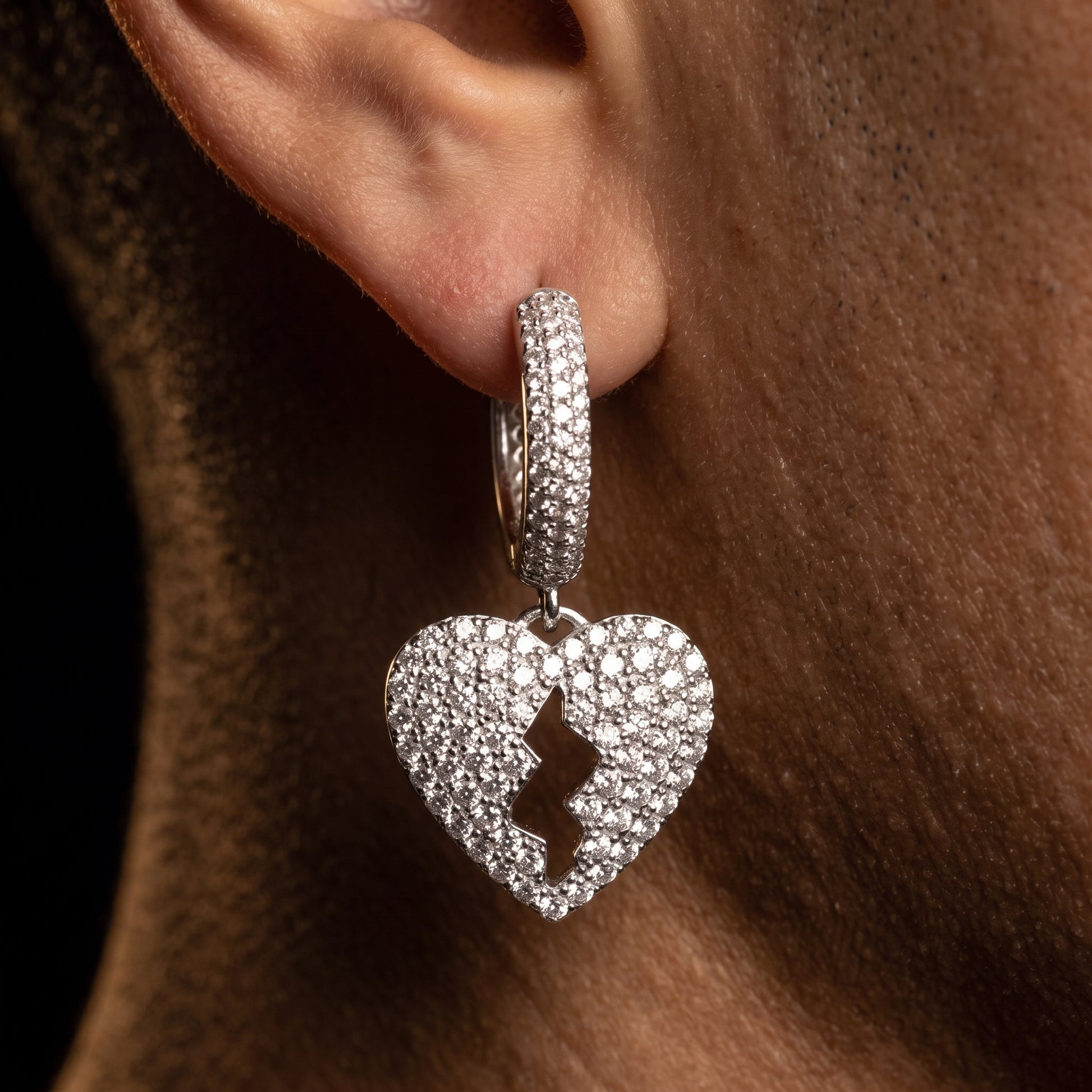 Diamond Broken Heart Dangle Earrings - Different Drips