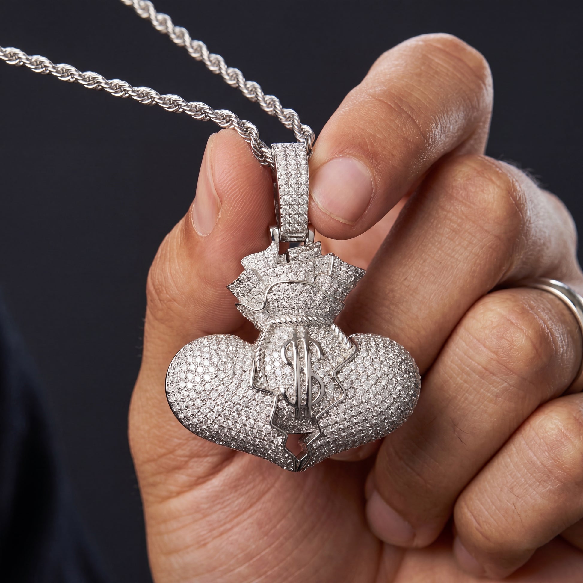 Broken heart money bag pendant - Different Drips