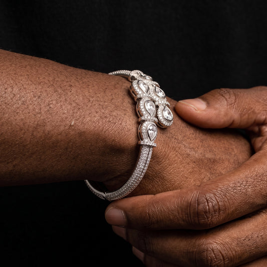 S925 Moissanite Halo Cluster Cuff Bracelet - Different Drips