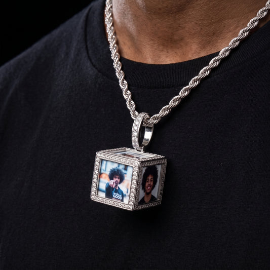 3D Cube Custom Photo Pendant - Different Drips