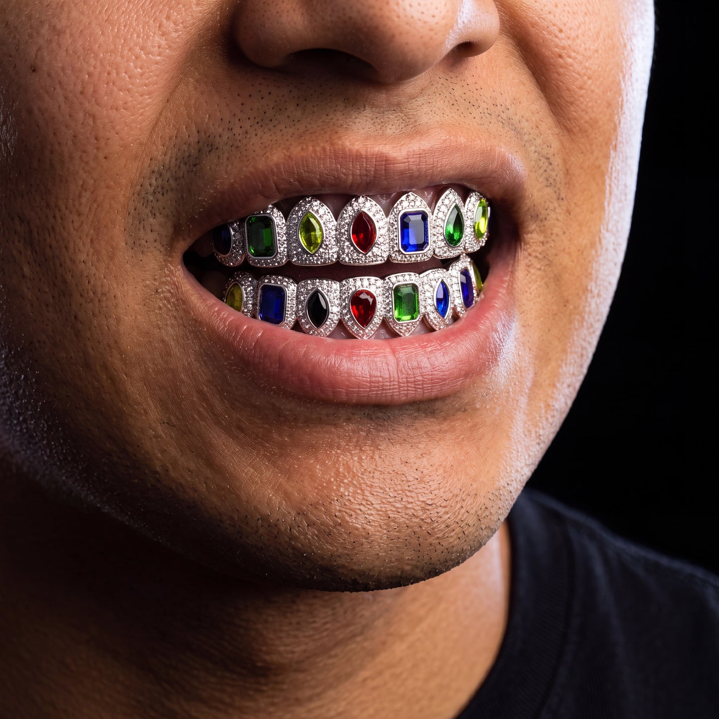 Gem Stationed Iced Pave Grillz - Different Drips