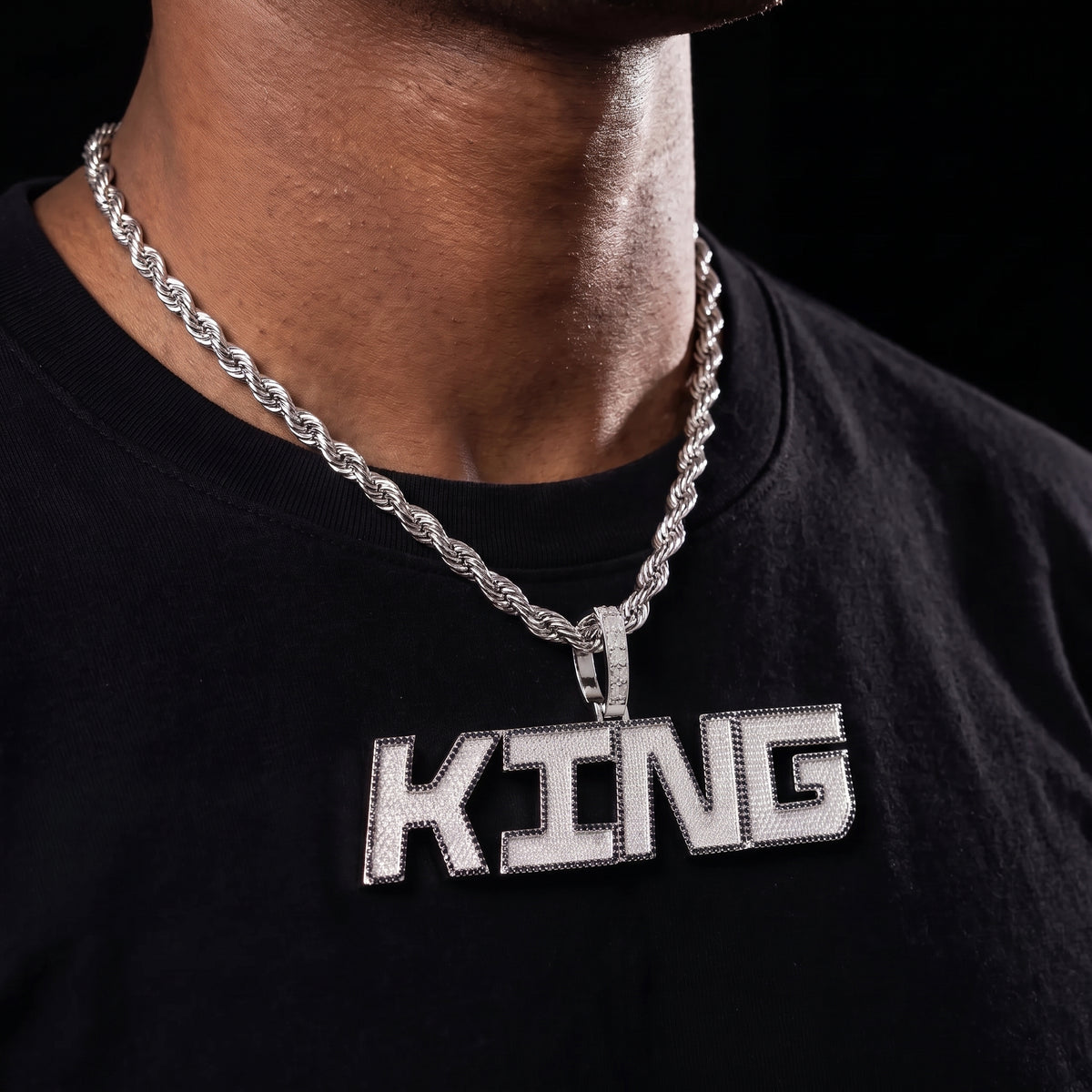 Iced Out Two Layer Custom Name Pendant - Different Drips