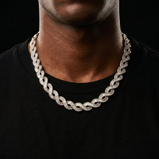 Iced Baguette Infinity Twist Link Chain