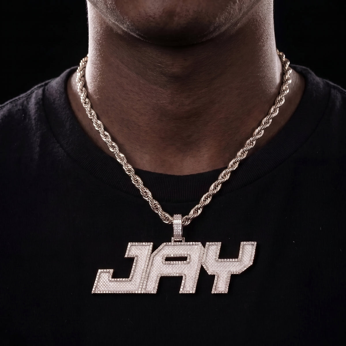 Iced Out Two Layer Custom Name Pendant - Different Drips