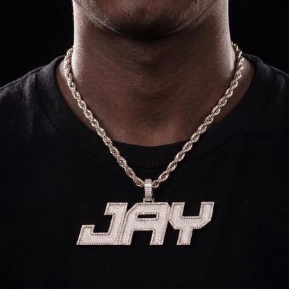 Iced Out Two Layer Custom Name Pendant - Different Drips
