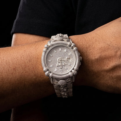 Iced Pirate Skull Round Watch