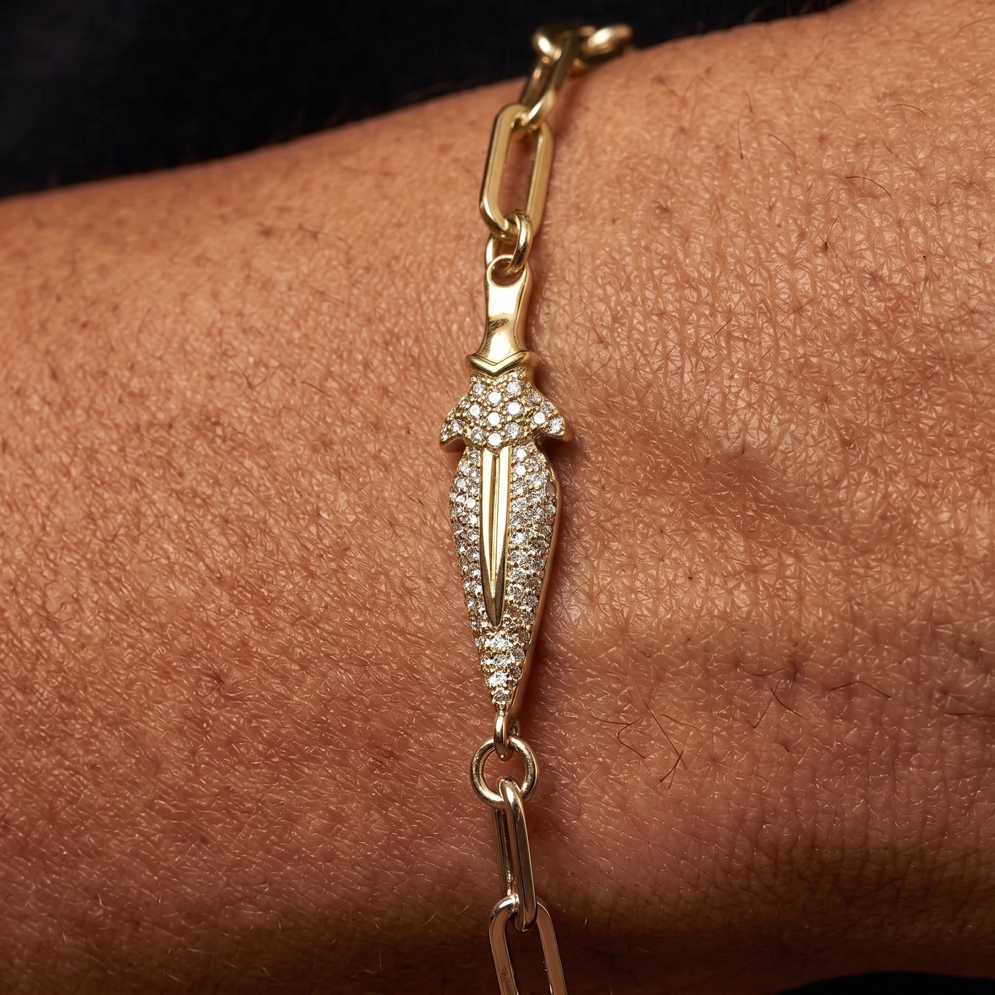 Iced Out Dagger Rolo Link Bracelet - Different Drips
