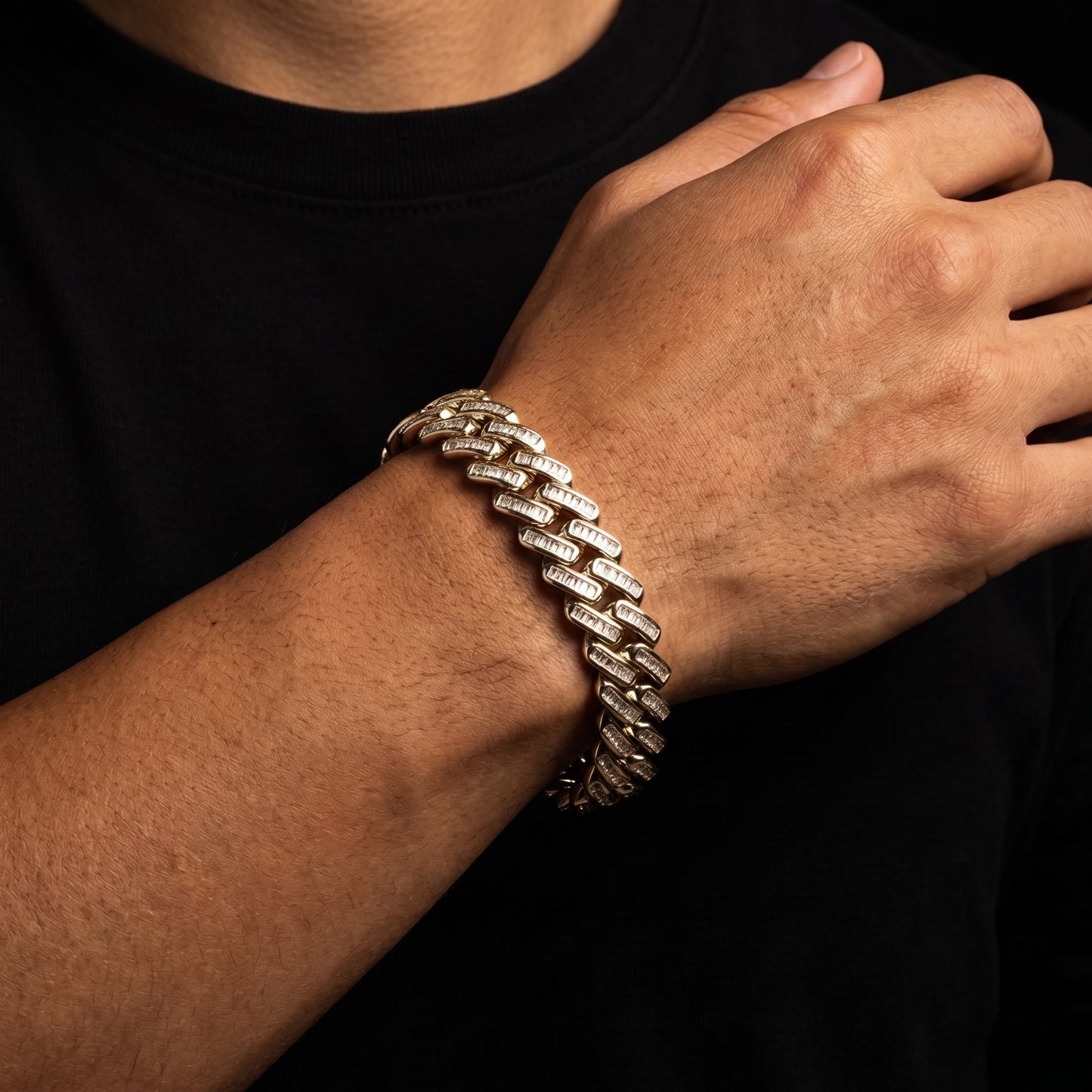 12mm Baguette Prong Cuban Link Bracelet - Different Drips