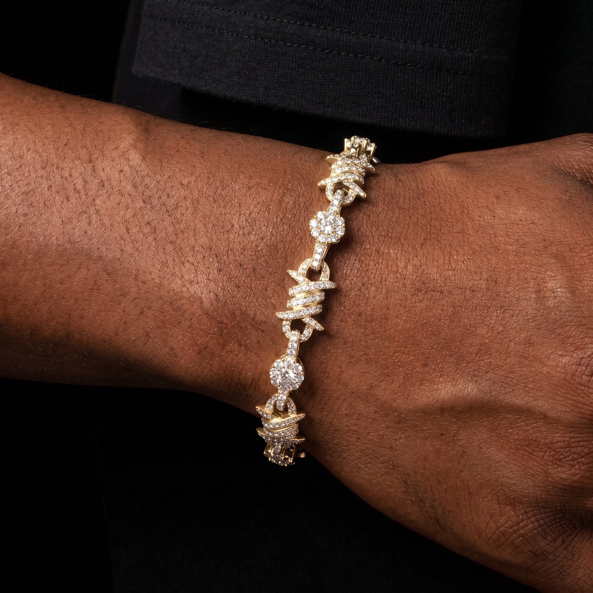 S925 Iced Barbed Wire Moissanite Bracelet - Different Drips
