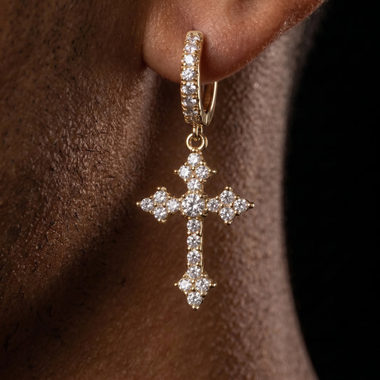 Spiked Cross Hoop Earrings - Different Drips