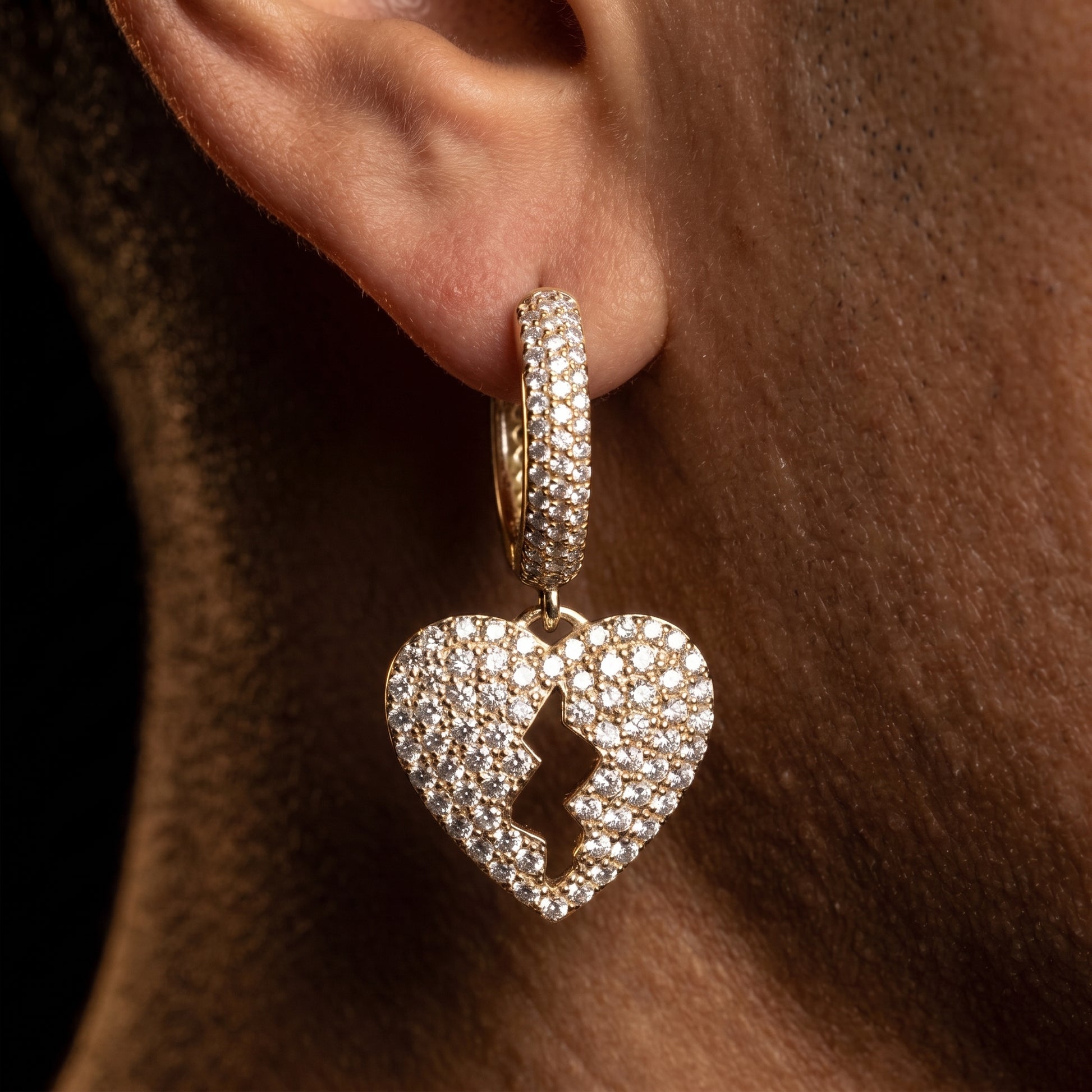 Diamond Broken Heart Dangle Earrings - Different Drips