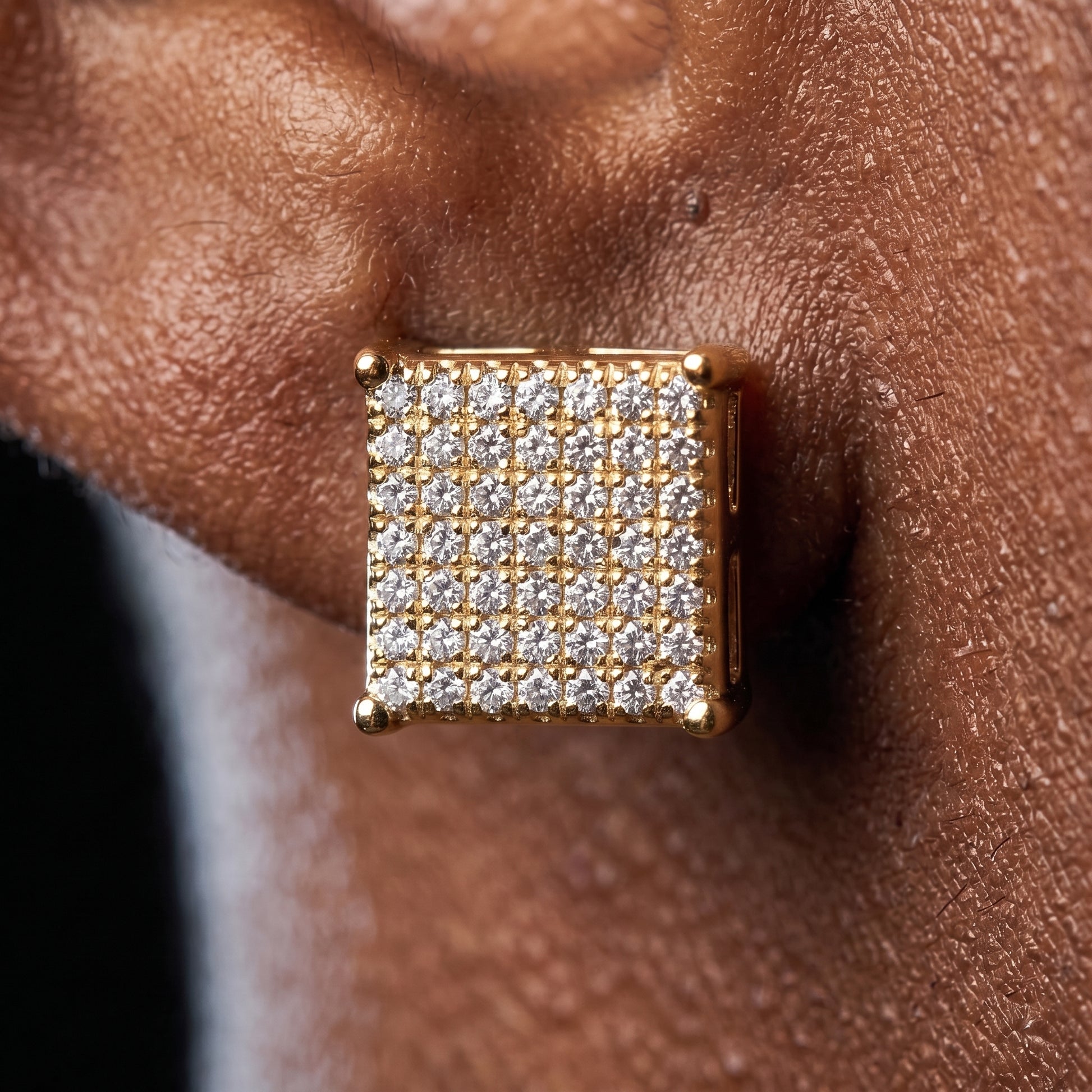 11mm Square Cut Pave Earrings - Different Drips