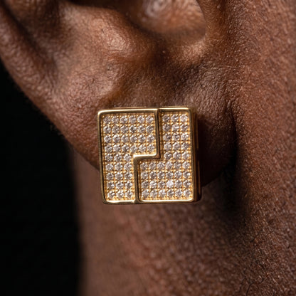 10mm Monogram Square Cut Earrings - Different Drips