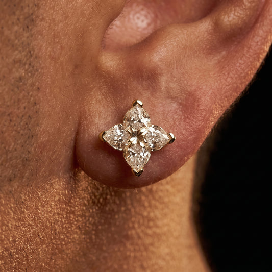 925 Sterling Silver Lily Cut Moissanite Stud Earrings - Different Drips