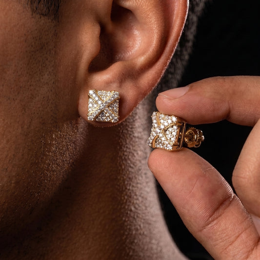 925 Sterling Silver Iced Out Cross Moissanite Stud Earrings - Different Drips