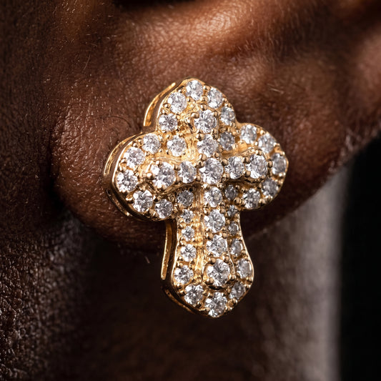 Moissanite Micro-Prong Cross Stud Earrings - Different Drips