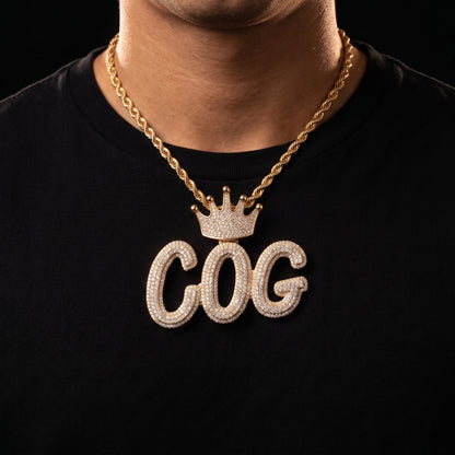 Layered Italic Crown Bail Custom Letter Pendant - Different Drips