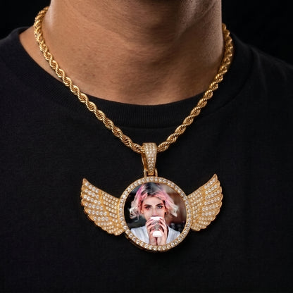 Iced Out Wing Photo Pendant - Different Drips