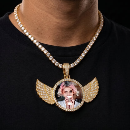 Iced Out Wing Photo Pendant - Different Drips