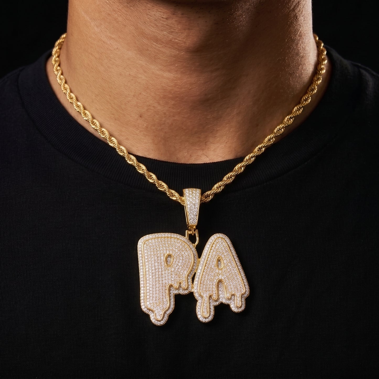 Layered Dripping Custom Letter Pendant - Different Drips