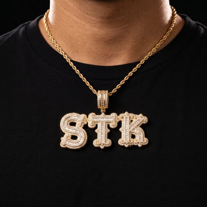 Baguette College Font Custom Letter Pendant - Different Drips