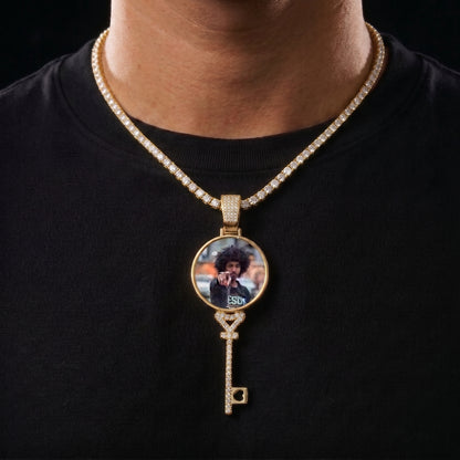 Custom Key Shaped Photo Pendant - Different Drips