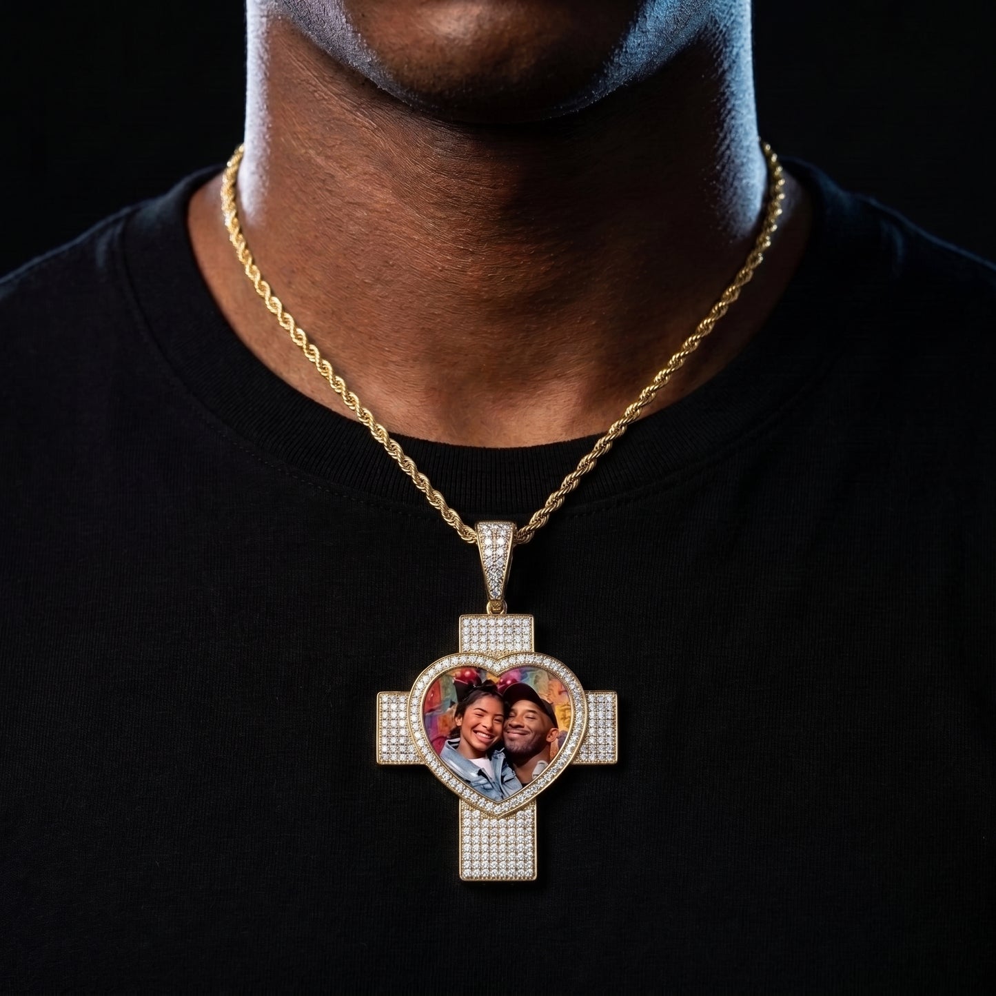 Custom Heart Cross Photo Pendant - Different Drips