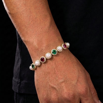 Pearl Multicolor Gemstone Halo Link Chain - Different Drips