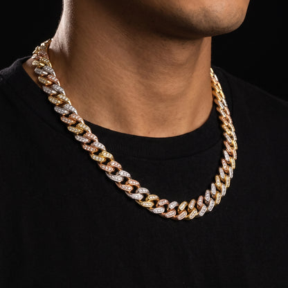 Iced Tri Tone Cuban Link Chain