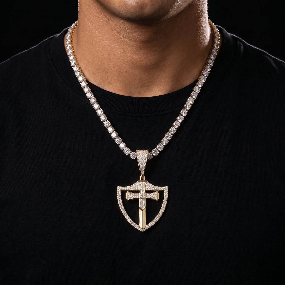 S925 Moissanite Shield Cross Pendant - Different Drips
