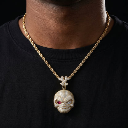 Iced Out Moissanite Skull Pendant - Different Drips