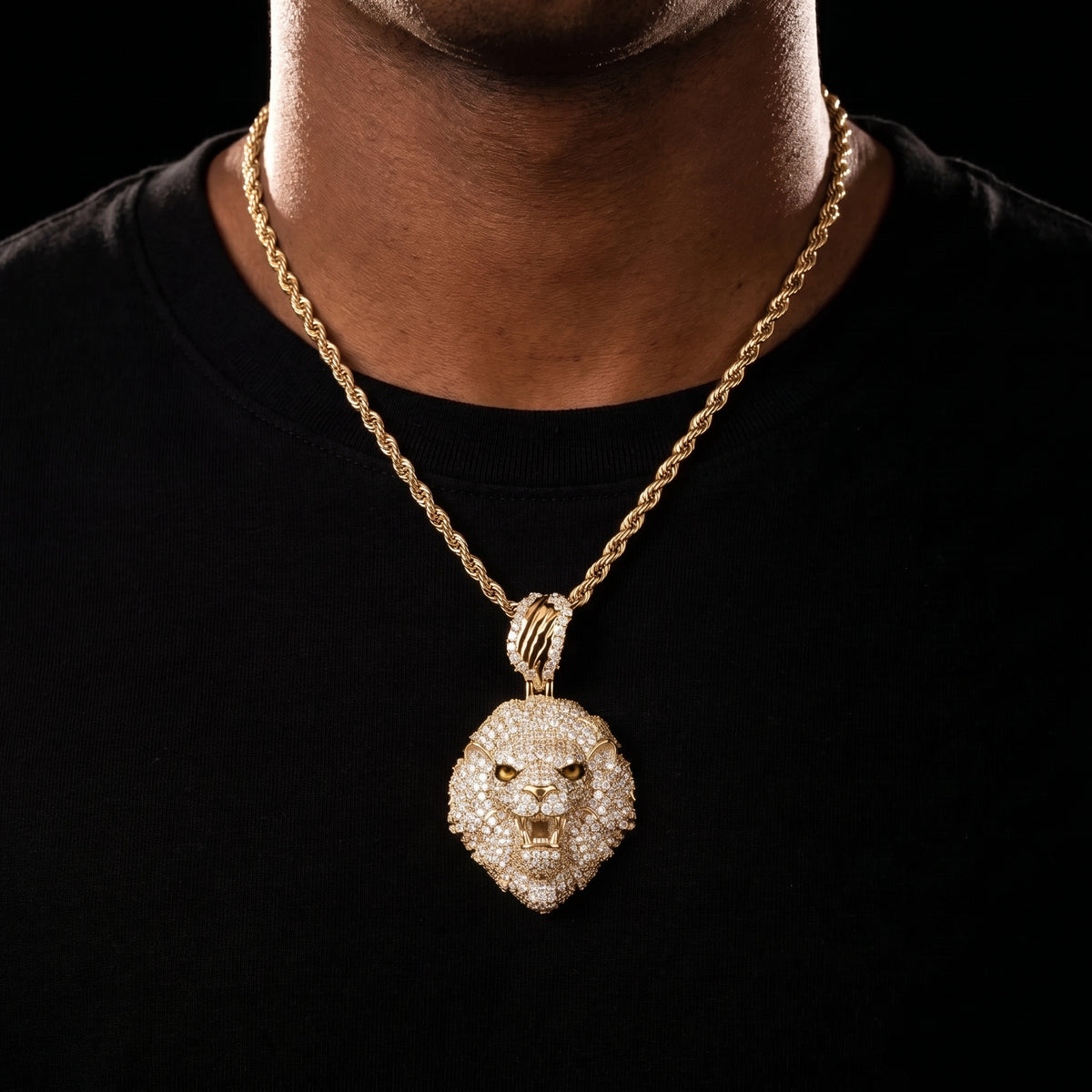 Moissanite Iced Lion Head Pendant - Different Drips