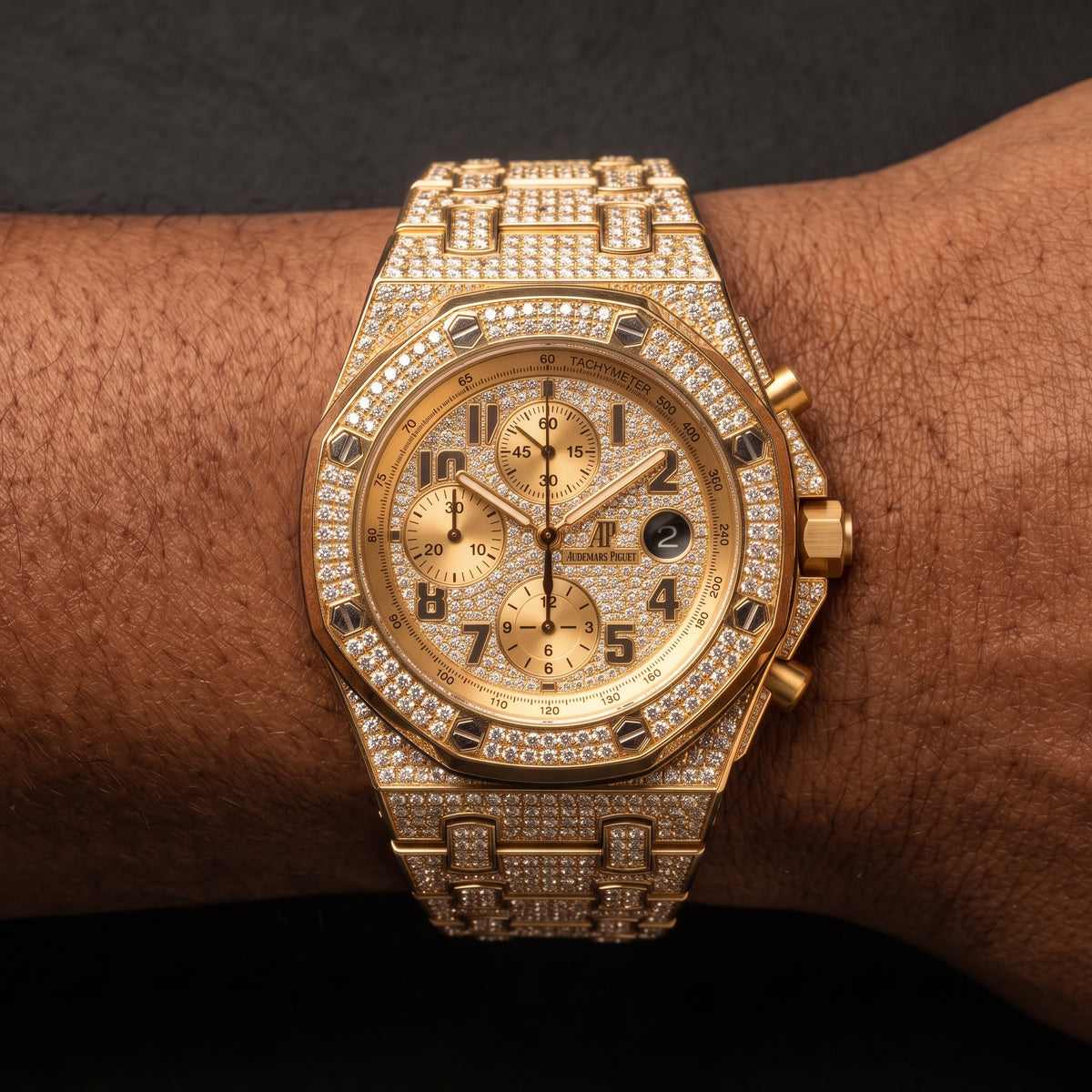 Iced Chronograph Screw Head Watch - Different Drips