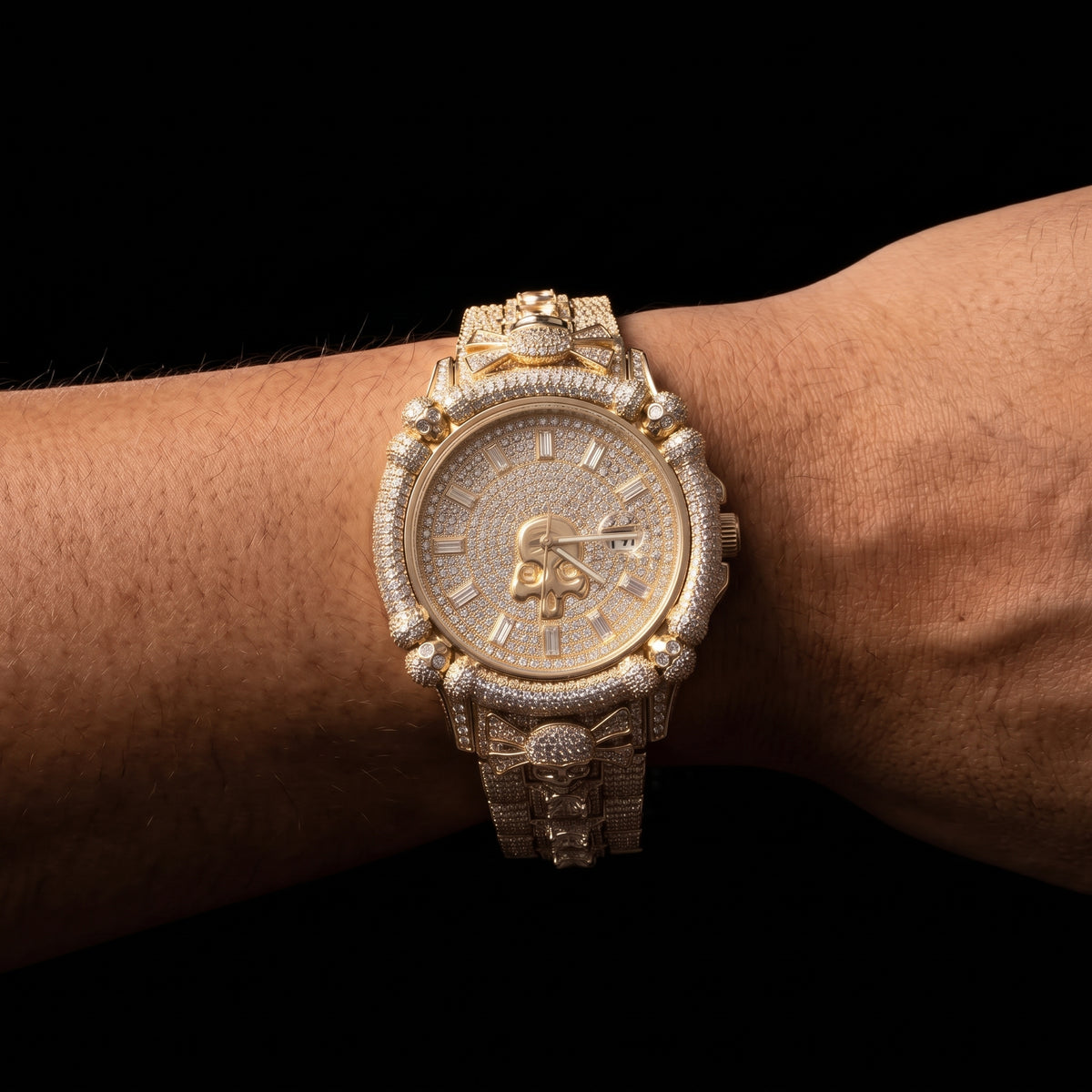 Iced Pirate Skull Round Watch - Different Drips