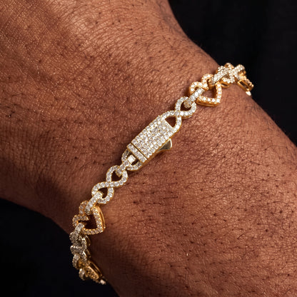8mm S925 Moissanite Diamond Heart / Infinity Link Bracelet - Different Drips