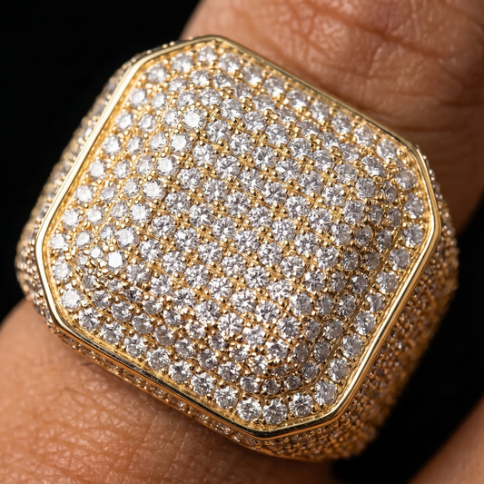 Square signet ring prong-set with moissanite