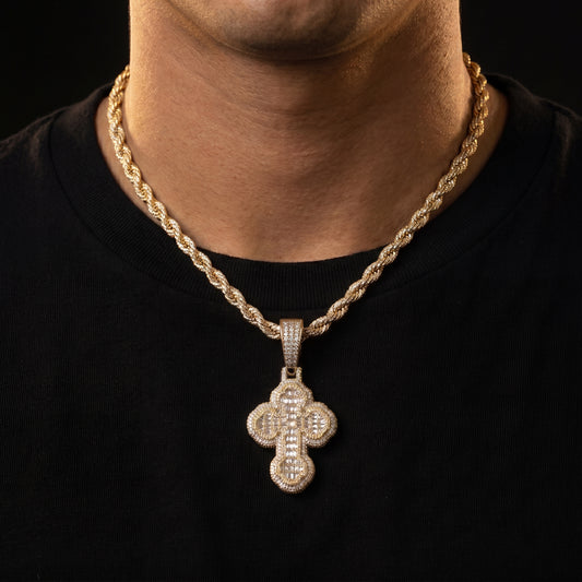 Cloud Baguette Cross Pendant - Different Drips