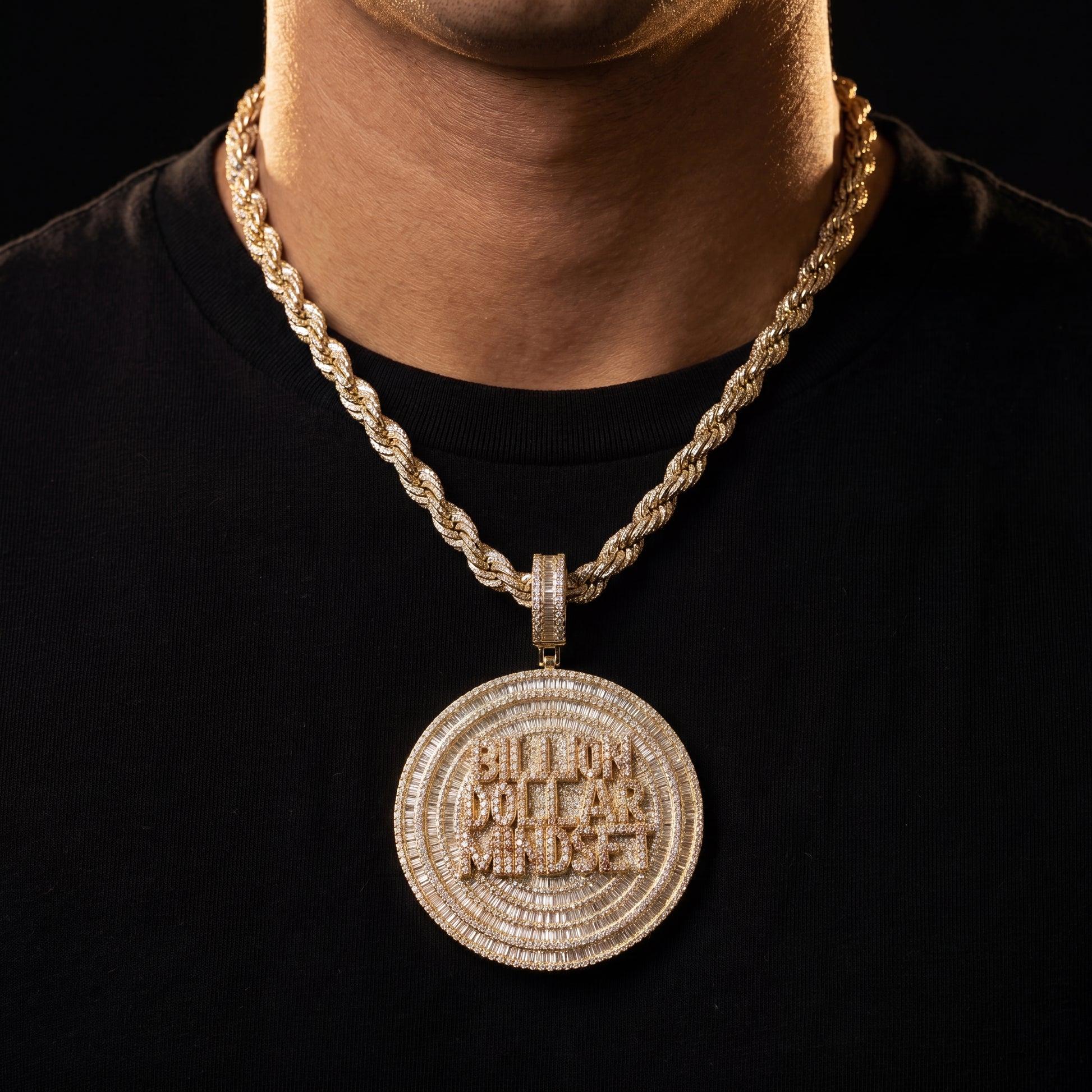 Iced Out Baguette Billon Dollar Mindset Pendant - Different Drips