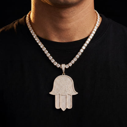 Iced Out Large Hasma Hand Pendant - Different Drips