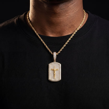 S925 Moissanite Diamond Crucifix Jesus Dog Tag Pendant - Different Drips