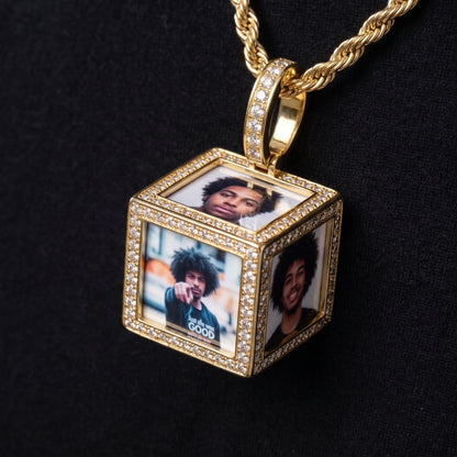 3D Cube Custom Photo Pendant - Different Drips