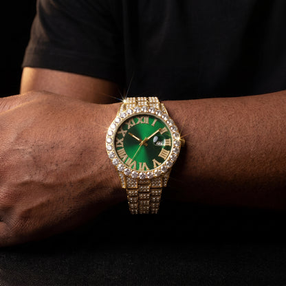 Iced Roman Numeral Colored Dial Watch - Different Drips