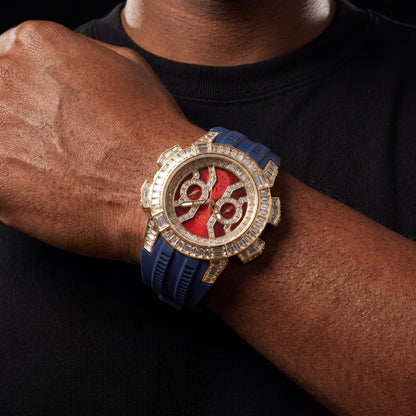 Baguette Round Cut Watch w/ Rubber Strap - Different Drips