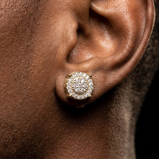 Iced Round Stone Stud Earrings - Different Drips