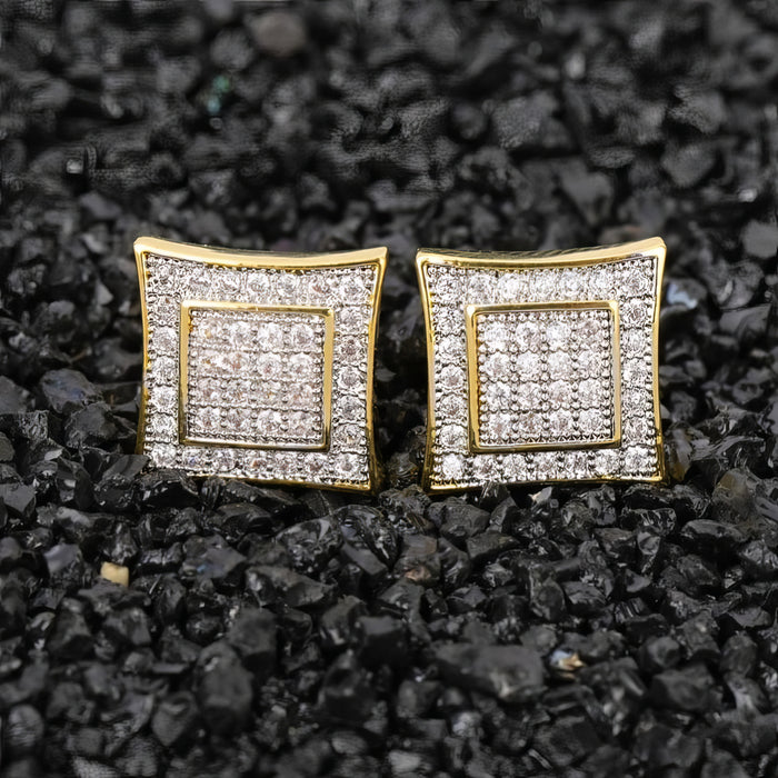 Iced Pave Square Stud Earrings - Different Drips